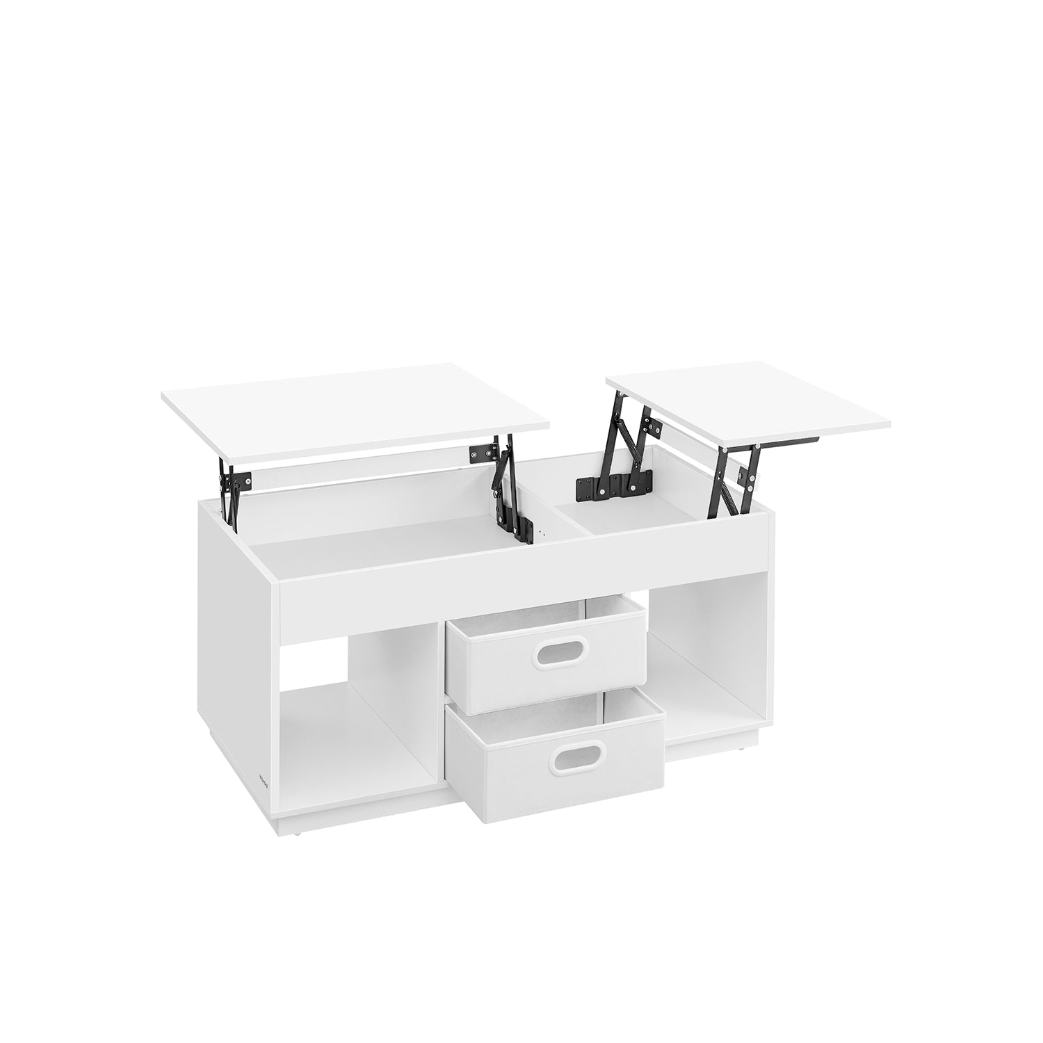 Lift Top Coffee Table – Wood – Snow White – With 2 Drawers and Hidden Compartments
