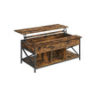Lift-Top Coffee Table – Wood – Natural Finish – Open and Hidden Storage with X-Shaped Design