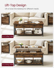Lift-Top Coffee Table – Wood – Natural Finish – Open and Hidden Storage with X-Shaped Design