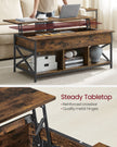 Lift-Top Coffee Table – Wood – Natural Finish – Open and Hidden Storage with X-Shaped Design