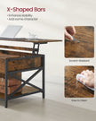 Lift-Top Coffee Table – Wood – Natural Finish – Open and Hidden Storage with X-Shaped Design