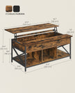 Lift-Top Coffee Table – Wood – Natural Finish – Open and Hidden Storage with X-Shaped Design