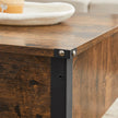 Coffee Table – Steel – Rustic Brown and Black – Folding Top with Hidden Storage and Mesh Shelf