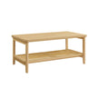 2-Tier Coffee Table – Oak – Beige – Boho Style with Storage Shelf and Rounded Corners