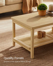 2-Tier Coffee Table – Oak – Beige – Boho Style with Storage Shelf and Rounded Corners