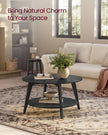 2-Tier Round Coffee Table – Engineered Wood – Charcoal Grey – Easy Assembly with Storage