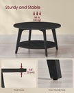 2-Tier Round Coffee Table – Engineered Wood – Charcoal Grey – Easy Assembly with Storage