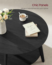 2-Tier Round Coffee Table – Engineered Wood – Charcoal Grey – Easy Assembly with Storage