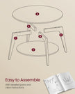 2-Tier Round Coffee Table – Engineered Wood – Charcoal Grey – Easy Assembly with Storage