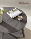 Round Coffee Table – Engineered Wood – Misty Grey – 2-Tier with Storage, Easy to Assemble