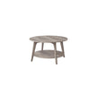 Round Coffee Table – Wood – Heather Greige – 2-Tier Design with Storage