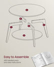 Round Coffee Table – Wood – Heather Greige – 2-Tier Design with Storage