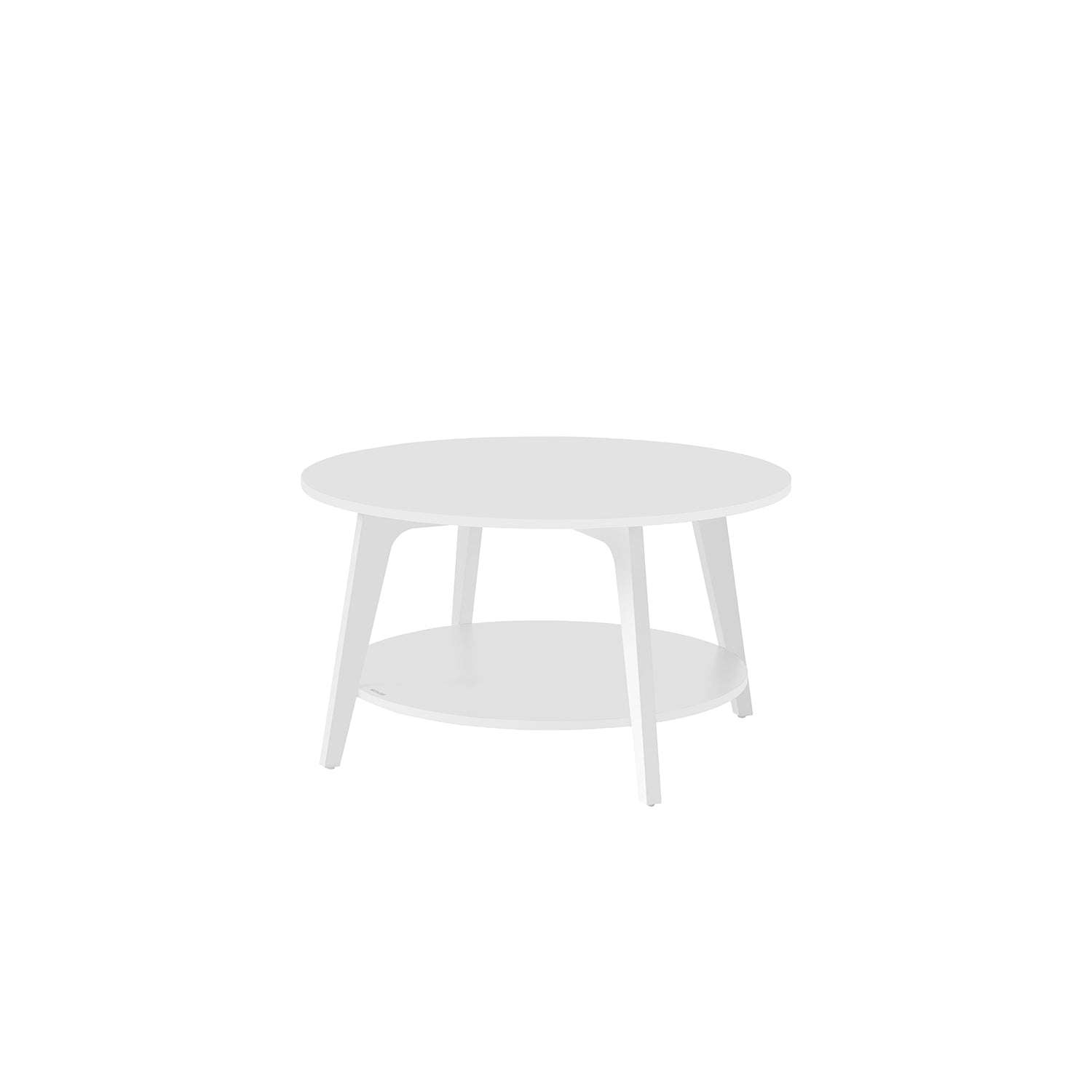 Round Coffee Table – Wood – Snow White – 2-Tier Design with Storage