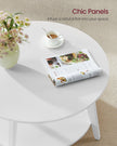 Round Coffee Table – Wood – Snow White – 2-Tier Design with Storage