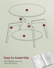 Round Coffee Table – Wood – Snow White – 2-Tier Design with Storage