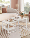 Nesting Tables Set of 2 – Wood – Cloud White and Pearl White – LED Lights
