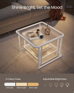 Nesting Tables Set of 2 – Wood – Cloud White and Pearl White – LED Lights