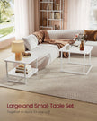 Nesting Tables Set of 2 – Wood – Cloud White and Pearl White – LED Lights