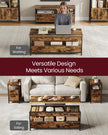 Lift Top Coffee Table – Wood – Rustic Brown and Ink Black – Hidden Compartments and Storage Drawers