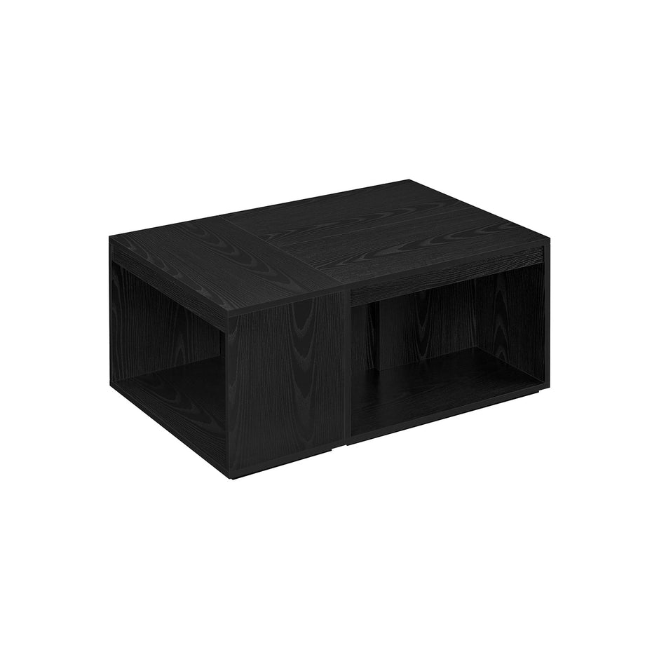Coffee Table Set – Wooden – Ebony Black – Customisable with Storage Shelf