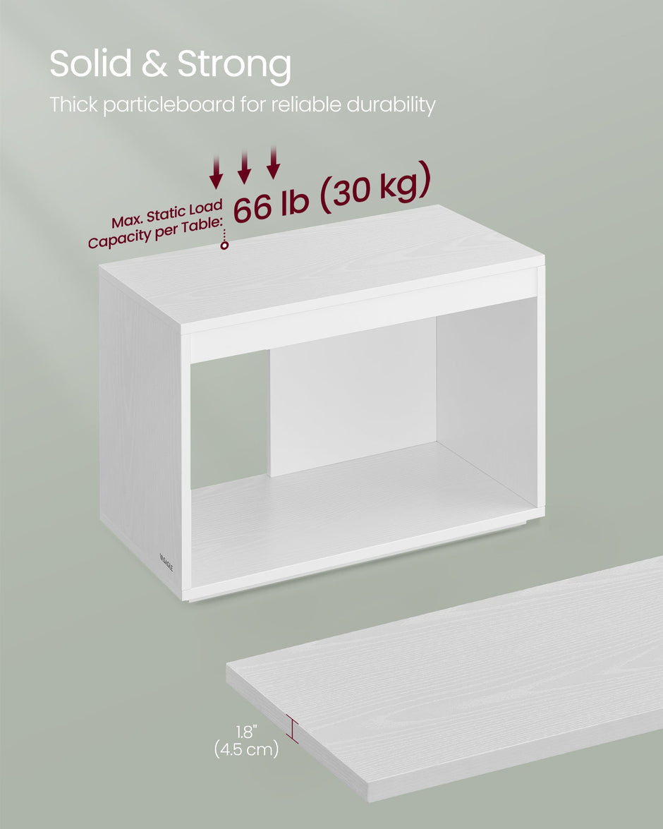 Customisable Coffee Table Set – Wood – Snow White – Modern Design with Storage Shelf