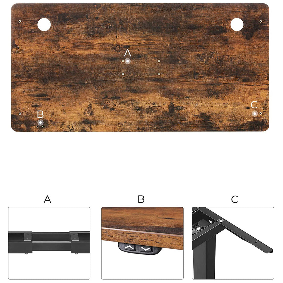 Writing Desk Top – MDF – Rustic Brown – Electric Standing Desk Compatible with Rounded Corners and Smooth Edges