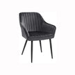 Upholstered Dining Chair – Velvet – Grey – Armrests, Metal Legs, 110 kg Load Capacity