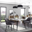 Upholstered Dining Chair – Velvet – Grey – Armrests, Metal Legs, 110 kg Load Capacity