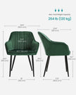 Dining Chair – Velvet – Grey – Upholstered with Armrests, Metal Legs, 110 kg Load Capacity