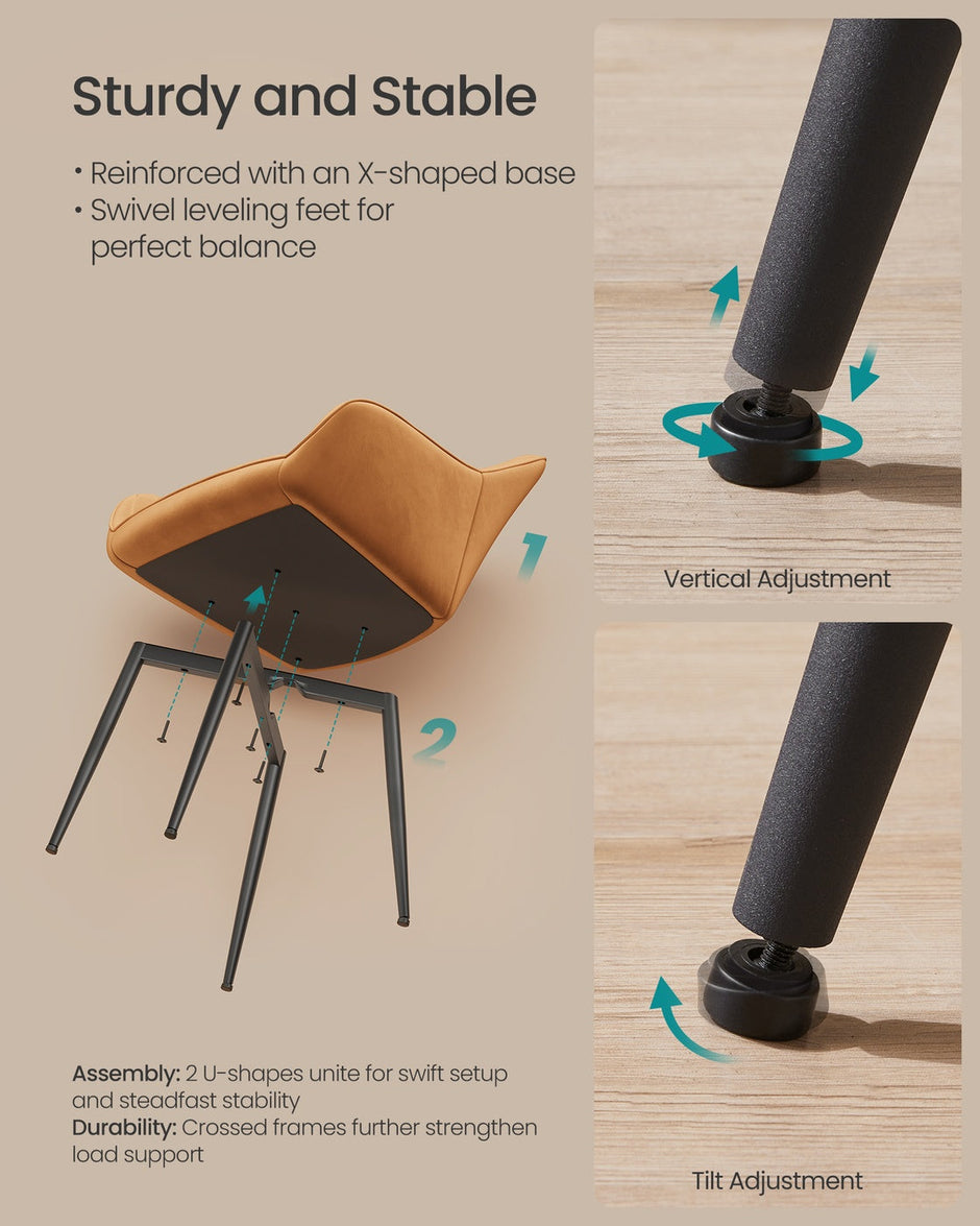 Dining Chair – Velvet – Caramel Brown and Ink Black – Upholstered with Armrests