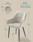 Dining Chair – Velvet – Grey – Upholstered with Armrests and Metal Legs