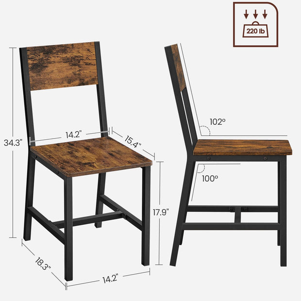 Dining Chair Set of 2 – Steel Frame – Industrial Style – Versatile for Dining Room, Living Room, Kitchen