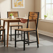 Set of 2 Rustic Brown and Black Kitchen Chairs – Steel Frame – Stylish Back Design