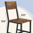 Set of 2 Rustic Brown and Black Kitchen Chairs – Steel Frame – Stylish Back Design