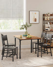 Set of 2 Dining Chairs – Steel Frame – Charcoal Grey and Ink Black – Industrial Style
