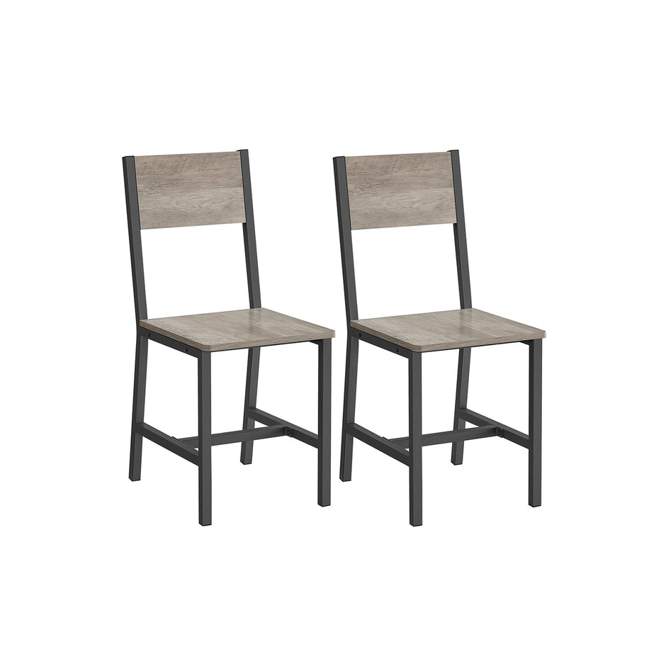 Set of 2 Dining Chairs – Steel Frame – Heather Greige and Frosted Grey – Industrial Style