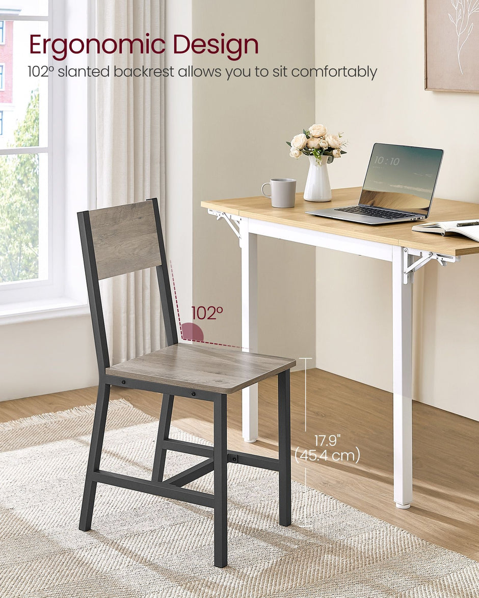Set of 2 Dining Chairs – Steel Frame – Heather Greige and Frosted Grey – Industrial Style