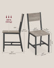 Set of 2 Dining Chairs – Steel Frame – Heather Greige and Frosted Grey – Industrial Style