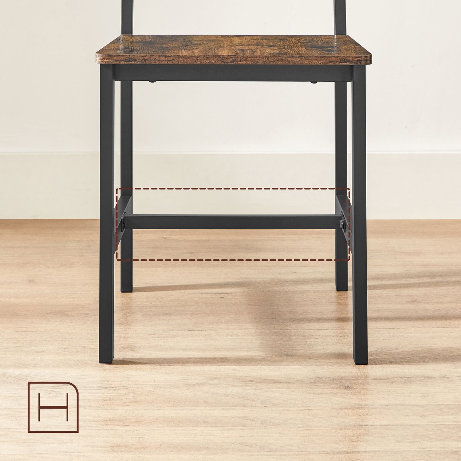 Industrial Dining Chairs – Steel Frame – Rustic Brown & Black – Ergonomic Design, Set of 2