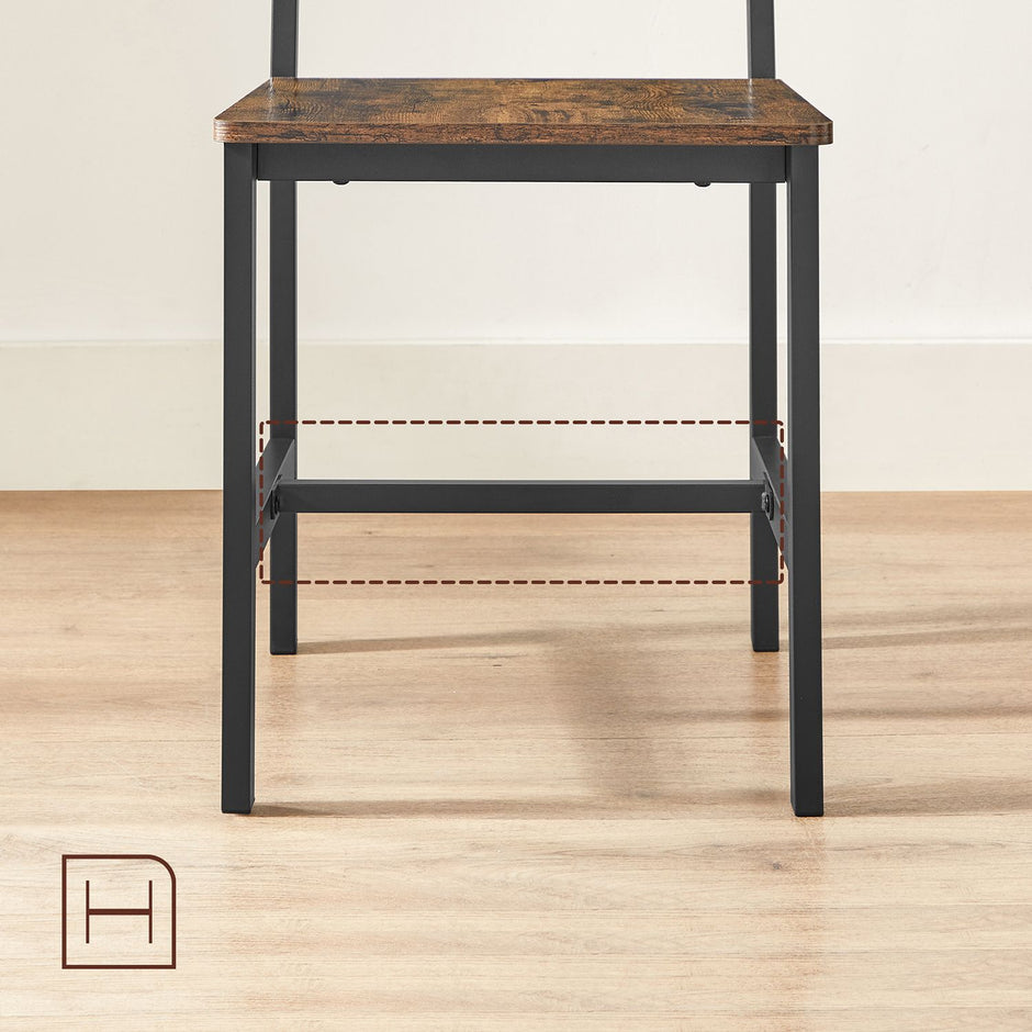 Industrial Dining Chairs – Steel Frame – Rustic Brown & Black – Ergonomic Design, Set of 2