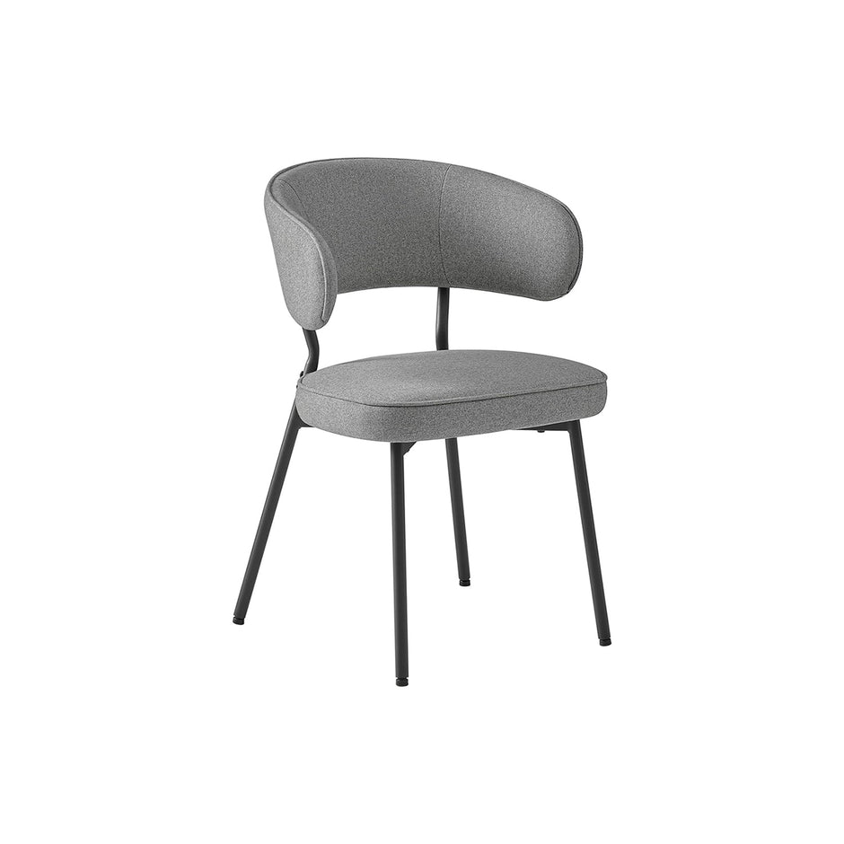 Upholstered Dining Chair – Fabric – Dark Grey – Modern Design with Metal Legs