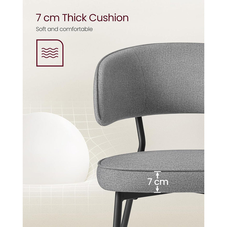 Upholstered Dining Chair – Fabric – Dark Grey – Modern Design with Metal Legs