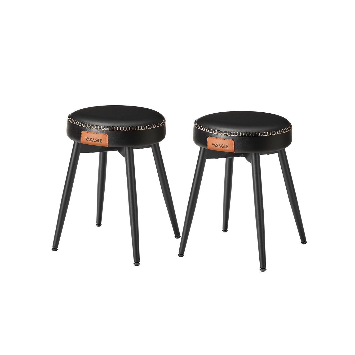 Dining Chairs Set of 2 – Synthetic Leather – Ink Black – Mid-Century Modern Design