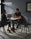 Dining Chairs Set of 2 – Synthetic Leather – Ink Black – Mid-Century Modern Design