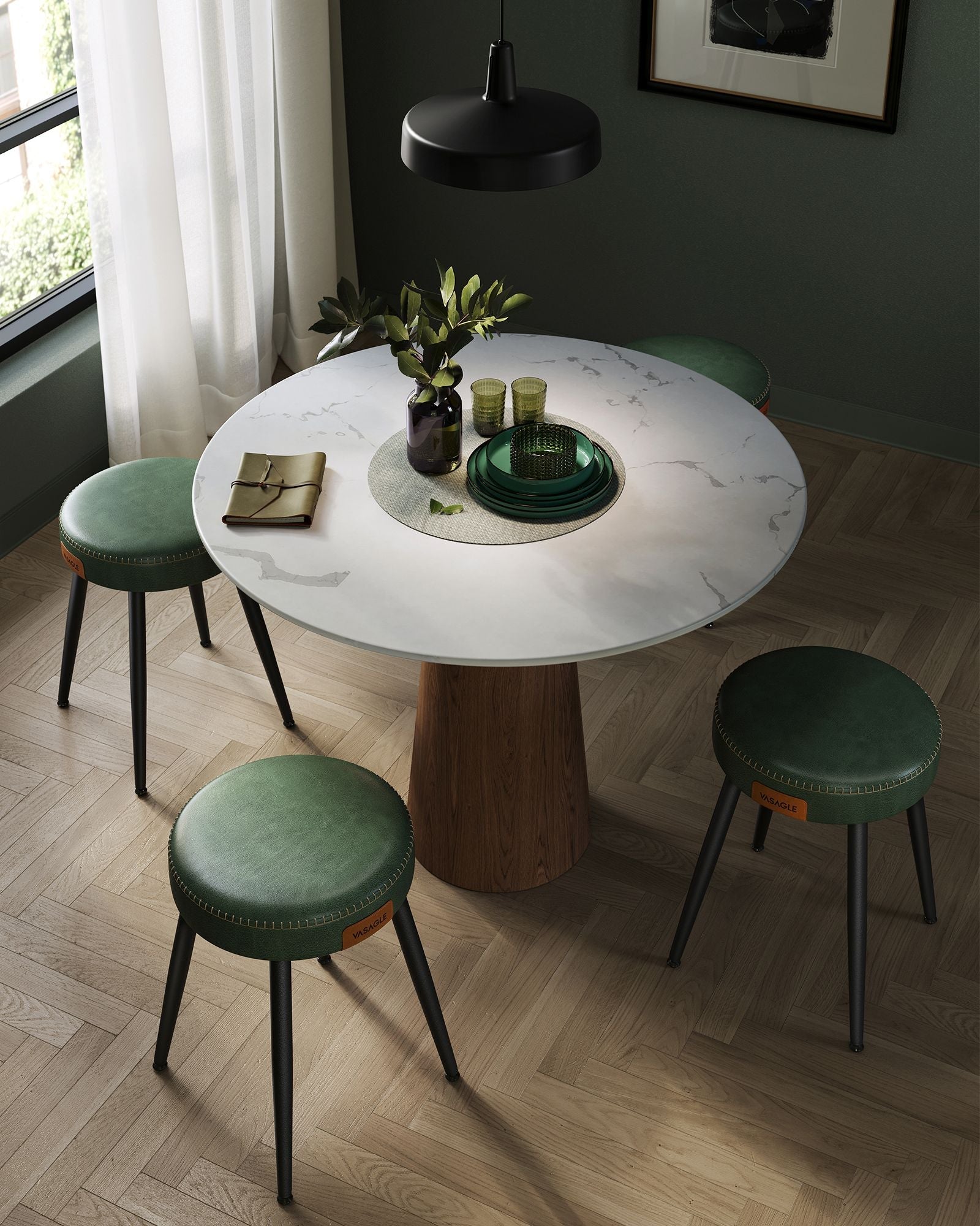 Dining Chair – Synthetic Leather – Mid-Century Modern – Upholstered, 48.2 cm Tall