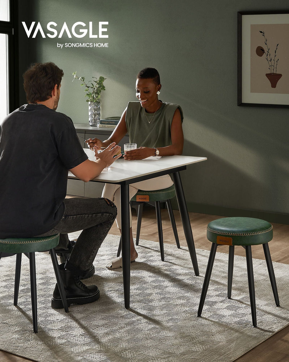 Dining Chairs Set of 2 – Synthetic Leather – Upholstered – Mid-Century Modern Design