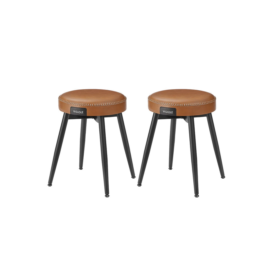 Dining Chairs Set of 2 – Synthetic Leather – Caramel Brown – Mid-Century Modern Upholstered Design