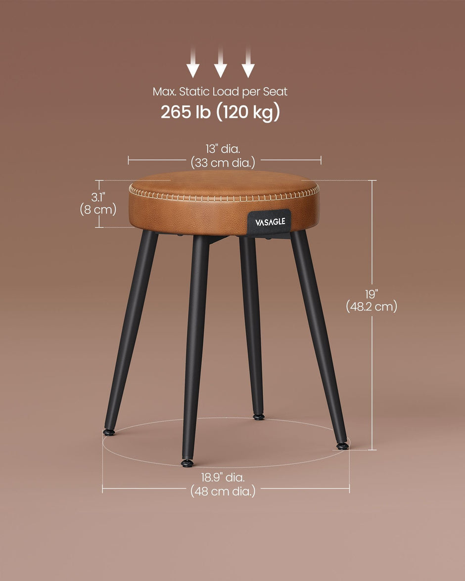 Dining Chairs Set of 2 – Synthetic Leather – Caramel Brown – Mid-Century Modern Upholstered Design