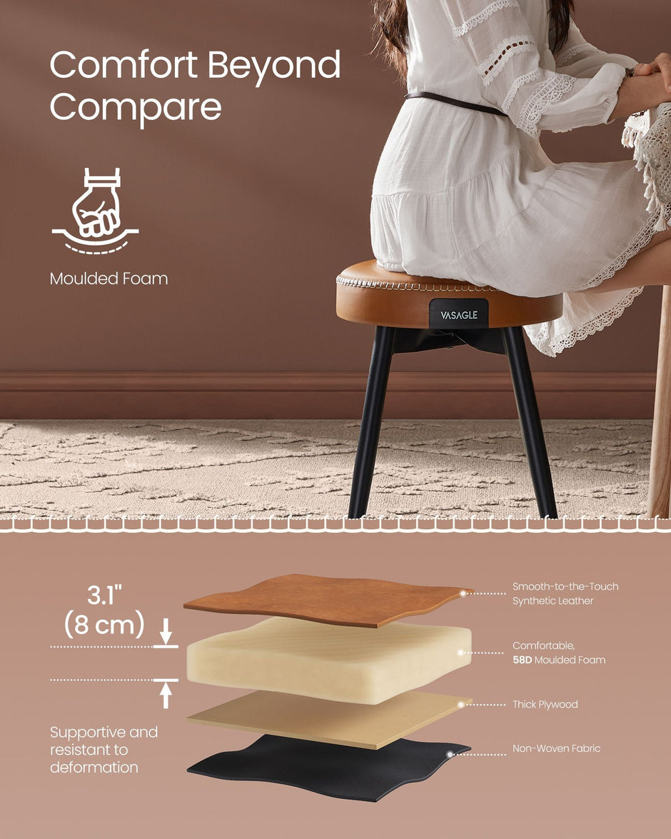 Dining Chair – Synthetic Leather – Caramel Brown – Mid-Century Modern Design