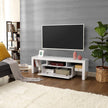 TV Stand – MDF – Glossy White – LED Lighting, Fits TVs up to 60 Inches